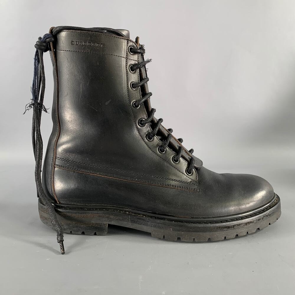 BURBERRY Size 8 Black Leather Lace Up Boots - Picture 2 of 9